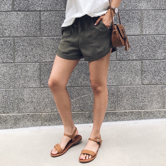 Shoes - Tan Braided Flat Ankle Strap Sandals